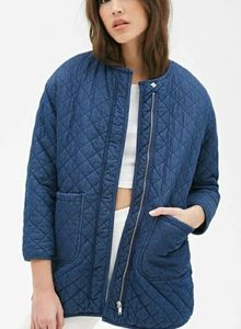 NEW- Forever 21 Quilted Denim Coat